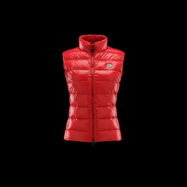 Moncler Moda rosso senza maniche e Mock Collar caldo Donna Gilet uscita